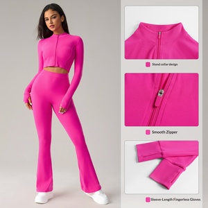 Wholesale Eco-friendly 2-piece Girls' Workout Gym Fitness Cross Waist Butt Lift <b>Yoga</b> Sportswear Solid Pattern Adults <b>Yoga</b> <b>Sets</b> - Product Image 5