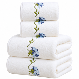 Serviette de bain en coton éponge brodée, douce et de haute absorption, pour salle de bain - Product Image 4