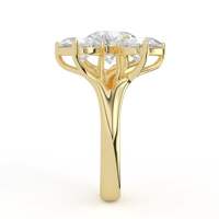 Anillo de Diamantes con Corte de Pera Asimétrico, Oro Amarillo, Diseño de Racimo con Múltiples Piedras, Anillo Moderno de Banda Dividida, Joyería Fina, Anillo de Compromiso