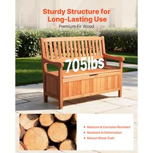 Panca Contenitore da Esterno per 2 Persone, Cassetta in Legno con Capacità di 125 Litri, Resistente alle Intemperie, Supporta 320 Kg, Ideale per Hotel e Giardini - Product Image 3