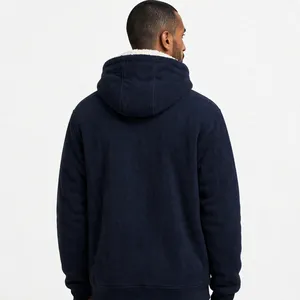New Customize 500GSM Heavyweight Polar <b>Sherpa</b> <b>Fleece</b> Boxy Oversized Streetwear Hoodie Embroidered Falcon Patch Hoodie - Product Image 3
