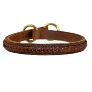 Colliers pour chien en cuir tressé avec logo personnalisé Colliers pour chien en cuir marron - Product Image 1