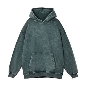 Sweat à capuche personnalisé en molleton 100% coton épais, coupe oversize, style vintage streetwear, avec poche, délavé numérique, écologique, pour l'hiver - Product Image 1