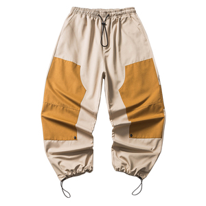 Pantalones Harem para Hombre con Cintura Elástica, Diseño Color Block, Lona con Costuras, Casuales, con Cordón Ajustable, Ecológicos, 100% Algodón, Resistentes y Transpirables - Product Image 5