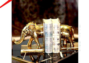 Porte-livres en métal plaqué or au design unique et élégant, fabriqués par des designers, pour une décoration de luxe de bureau ou de maison, fournisseur indien. - Product Image 2