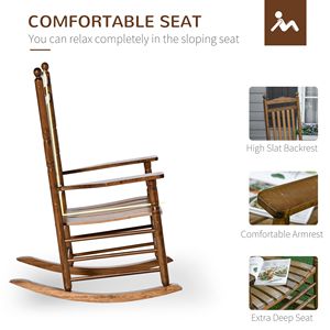Sedia a dondolo tradizionale in legno marrone con schienale alto per interni/esterni - Product Image 5
