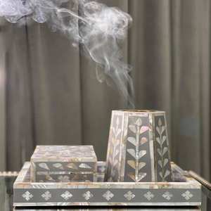 เตาเผาบัคฮูร์แบบฝังกระดูกและเปลือกหอยมุก งานฝีมือสำหรับตกแต่งบ้านและอโรมาเธอราพี - Product Image 1