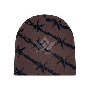 Bonnet unisexe à motif fil de fer barbelé, 100% acrylique, impression par sublimation, style décontracté, taille adulte 56-58CM - Product Image 4