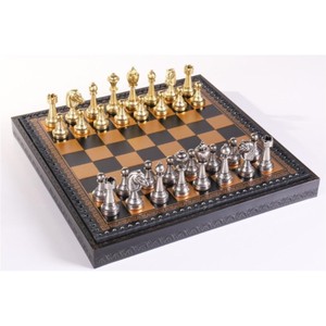 Juego de Ajedrez de Metal de Lujo, Piezas Metálicas Doradas y Plateadas Vintage, Tablero de Madera, Juego de Ajedrez Clásico Decorativo Personalizado al por Mayor - Product Image 1