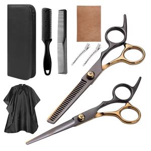 Professional Hair Thinning Scissors Set With Combs <b>Clips</b> Cape And Case For Salon Use Right Handed Stainless Steel Blades - Product Image 1