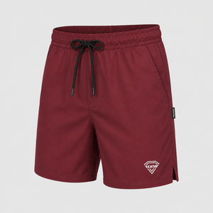 Custom Logo Quick Dry Boardshorts <b>Men</b> Solid Maroon Swim <b>Trunks</b> Summer Beachwear Wholesale Manufacturer Supplier - Product Image 1