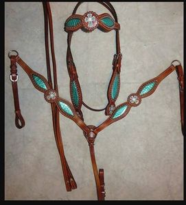 Conjunto de cabezada y pechera de diseño superventas 2026, de cuero premium, estilo western, hecho a mano, ligero y con diseño de moda - Product Image 5
