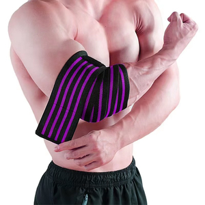 Bandes de compression élastiques violettes pour les coudes, pour la musculation, la gym, le powerlifting, soutien et protection pendant l'entraînement - Product Image 6