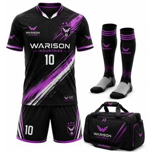 Wholesale Customized Unisex Breathable Soccer Uniform Set 100% Polyester Sublimation Football Uniform Kit - Product Image 3