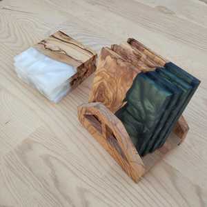 Modern Handmade Resin Epoxy Wooden Coaster Set Elegant Heat-Resistant Drink Coasters for Coffee Mugs, Cups & Glassware - Product Image 3