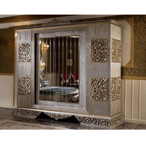 Premium Italian Baroque Wardrobe Mahogany Wood <b>Mirror</b> Sliding Closet Handcrafted Carving Luxury <b>Bedroom</b> Furniture Customized - Product Image 5