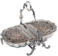 Réchaud à biscuits en argent antique / Réchaud à biscuits en argent plaqué / Réchaud à biscuits à deux ou trois sections, fabrication britannique, très élégant et magnifique
