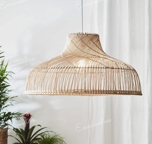 Lámpara de Techo Moderna Hecha a Mano de Mimbre de Bambú para Interiores, Lámpara Colgante Natural, Pantalla de Lámpara, Cubierta de Lámpara, Pantalla de Diseño para Restaurante - Product Image 4