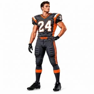 Maillot de football américain noir et bleu pour homme, col en V, manches courtes, anti-transpiration, coupe classique, toutes saisons, 100 % polyester - Product Image 2