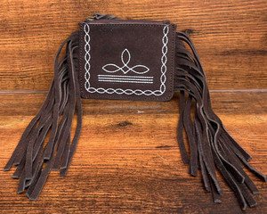High Quality Vintage Style Personalized <b>Boot</b> Stitch Suede Leather <b>Fringe</b> Zipper Coin Purse for Women Genuine Leather Money Pouch - Product Image 3