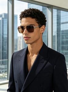 Lunettes de <span class=keywords><strong>soleil</strong></span> polarisées avancées en titane <span class=keywords><strong>doré</strong></span>, légères, design rétro <span class=keywords><strong>grand</strong></span> carré, résistantes aux UV, <span class=keywords><strong>miroir</strong></span> pour conducteur, durables pour l'extérieur - Product Image 4