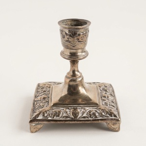 <b>Silver</b> Plated Metal <b>Candlestick</b> Holder with Ornate Embossed Floral Design for Luxury Wedding Centerpieces and Vintage Home Decor - Product Image 1