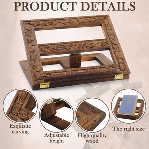 Wooden Quran Geeta <b>Bible</b> Holder Religious Book Stand Stand for Quran Geeta <b>Bible</b> <b>Prayer</b> Books Reading Desk Home Decor Gift - Product Image 6