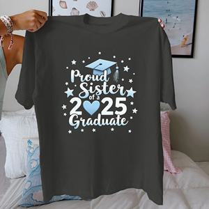 Proud Sister of a 2025 Graduate Camiseta de algodón puro para mujer ajuste cómodo - Product Image 1
