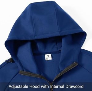 2026 Men Tracksuit Blue Full <b>Zip</b> <b>Hooded</b> Solid Color Side Pockets Polyester Casual Wear Autumn Style Regular Fit men tracksuit - Product Image 4