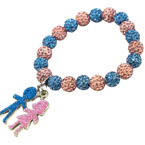 Pulsera de Cristal con Dijes de Niño y Niña, Pulsera Elástica con Cuentas, Joyería de Moda, Regalo para Mujer, Uso Diario - Product Image 4
