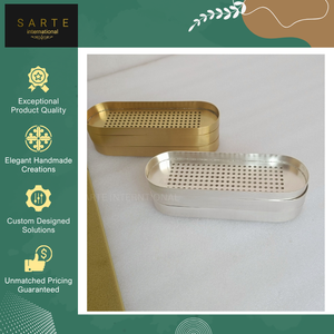 Quemador de Aromaterapia Rectangular Hecho a Mano, Ecológico, con Acabado Dorado en Latón, para Varillas de Incienso, Otoño, Primavera, Verano, 100% - Product Image 2