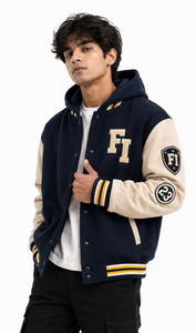 Chaqueta Varsity Reversible de Doble Cara para Hombre, Chaqueta Universitaria con Mangas de Cuero, Corte Regular, con Capucha, Unisex, Proveedor de Chaquetas Letterman - Product Image 6