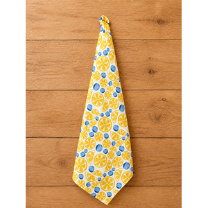 Essuie-tout de cuisine imprimé citron jaune et myrtille |   Essuie-tout à motif de fruits |   Serviette de cuisine en coton et lin - Product Image 1
