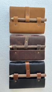 Handmade <b>Leather</b> Journal with Neem Wood Pencil Rustic Vintage Notebook Strap Closure <b>Diary</b> Travel Writing Journal Gift Item - Product Image 3