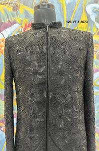 Conjunto de Ropa Étnica para Hombre de Diseño, Estilo Midnight Heritage, Tela TR Lachko con Cuentas de Vidrio Tonales y Bordado con Códigos de Lentejuelas - Product Image 5