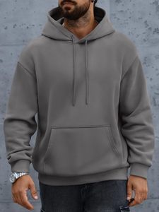 Men <b>Plain</b> <b>Hoodie</b> Pullover Solid Custom Hooded Sweatshirt Heavyweight Fleece <b>Hoodie</b> Kangaroo Pocket 100% Cotton Blend Relaxed Fit - Product Image 2