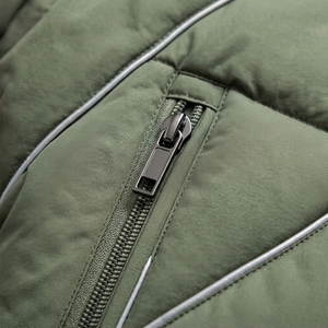Veste matelassée verte pour homme, col montant, manteau d'hiver zippé, streetwear d'extérieur, étiquette privée personnalisée OEM ODM - Product Image 6