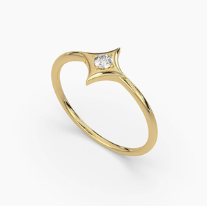 Bague de fiançailles et de mariage vintage en or 14 carats avec diamant de laboratoire certifié IGI, design élégant et tendance pour femme - Product Image 4