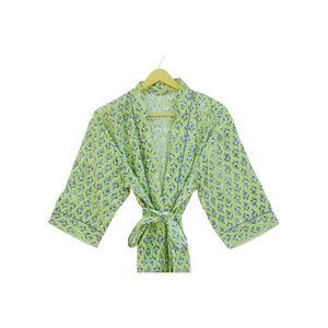 Imprimé fleuri coton fait à la main femmes longue bohème Hippie Kimono Robe été automne séchage rapide respirant pleine longueur - Product Image 5