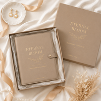 LABON Organiseur de mariage personnalisé Eternal Bloom en cuir végétalien, classeur doré, cadeau de luxe pour mariée, papeterie en gros, carnet