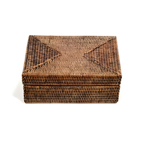 Luxury Brown Rattan Caddy Gift Box Handwoven Rectangle <b>Tea</b> Storage Organizer <b>Boxes</b> With Lid Custom Sizes Upon Request - Product Image 5