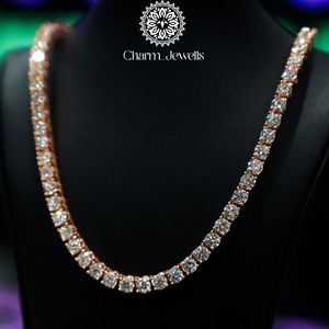 Charm_Jewells Men's Unisex 14K Gold Plated Moissanite <b>Statement</b> <b>Necklace</b> Brilliant Cut Claw Setting IGI Certified Hip Hop Style - Product Image 6