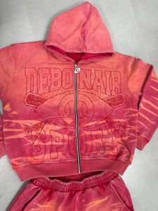 Conjunto de Sudadera con Capucha y Pantalones Cortos de Verano con Estampado Digital Personalizado en Felpa Francesa con Cremallera y Diseño de Camuflaje - Product Image 2