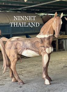 Chevaux en bois artisanaux, bois massif, fabrication thaïlandaise - Product Image 3