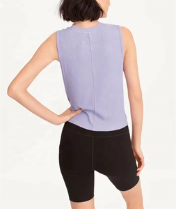 T-shirt de sport léger sans manches en soie/coton écologique pour femme, col rond, ultra doux, respirant, 220g, personnalisable - Product Image 2
