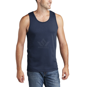 Débardeur de volley-ball personnalisé pour homme, bleu marine, sans manches, col rond, évacuation de l'humidité, séchage rapide, couleur unie, gilet de sport pour adulte - Product Image 1