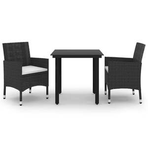 Conjunto de Comedor para Jardín Mediano en Ratán Sintético Negro, Colección de Muebles Elegantes para Exteriores - Product Image 2