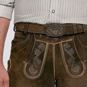 Shorts traditionnels bavarois pour hommes en Lederhosen, 100 % polyester, décontractés et élégants, écologiques, costume d'Oktoberfest allemand avec ceinture brodée - Product Image 6