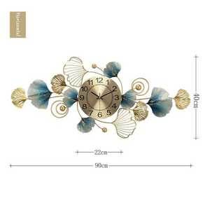 Reloj de Pared con Hojas de Ginkgo Multicolores para Sala de Estar, Pasillo y Dormitorio, Decoración Metálica Elegante para el Hogar y Regalo de Boda - Product Image 6