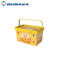Contenedor desechable de 3L y 2,8 l de PP, contenedor para galletas, cubo para galletas con tapa y asa a prueba de manipulaciones